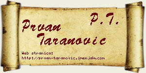 Prvan Taranović vizit kartica